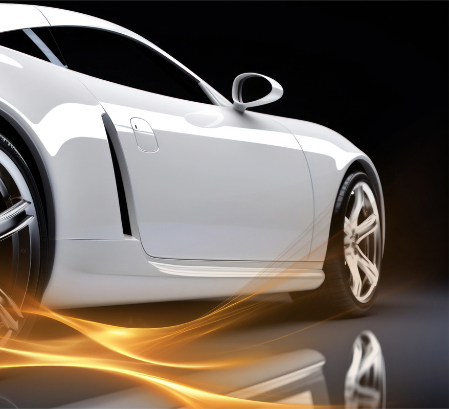 Modern car with gold light effect